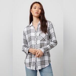 Rails | Hunter Button Down Plaid Flannel White Ash Mint Small Fall Cozy Campfire